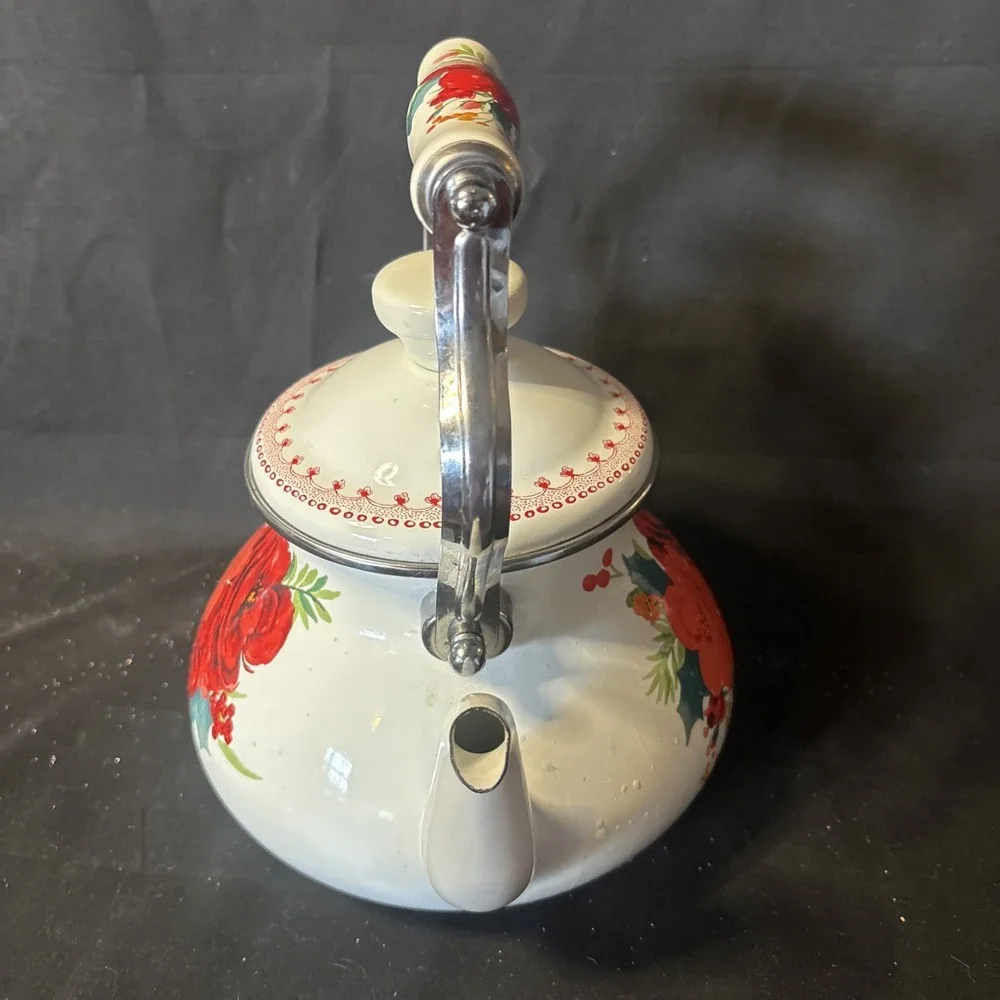 The Pioneer Woman Cheerful Rose 1.9 Quart Tea Kettle Enamel on Steel